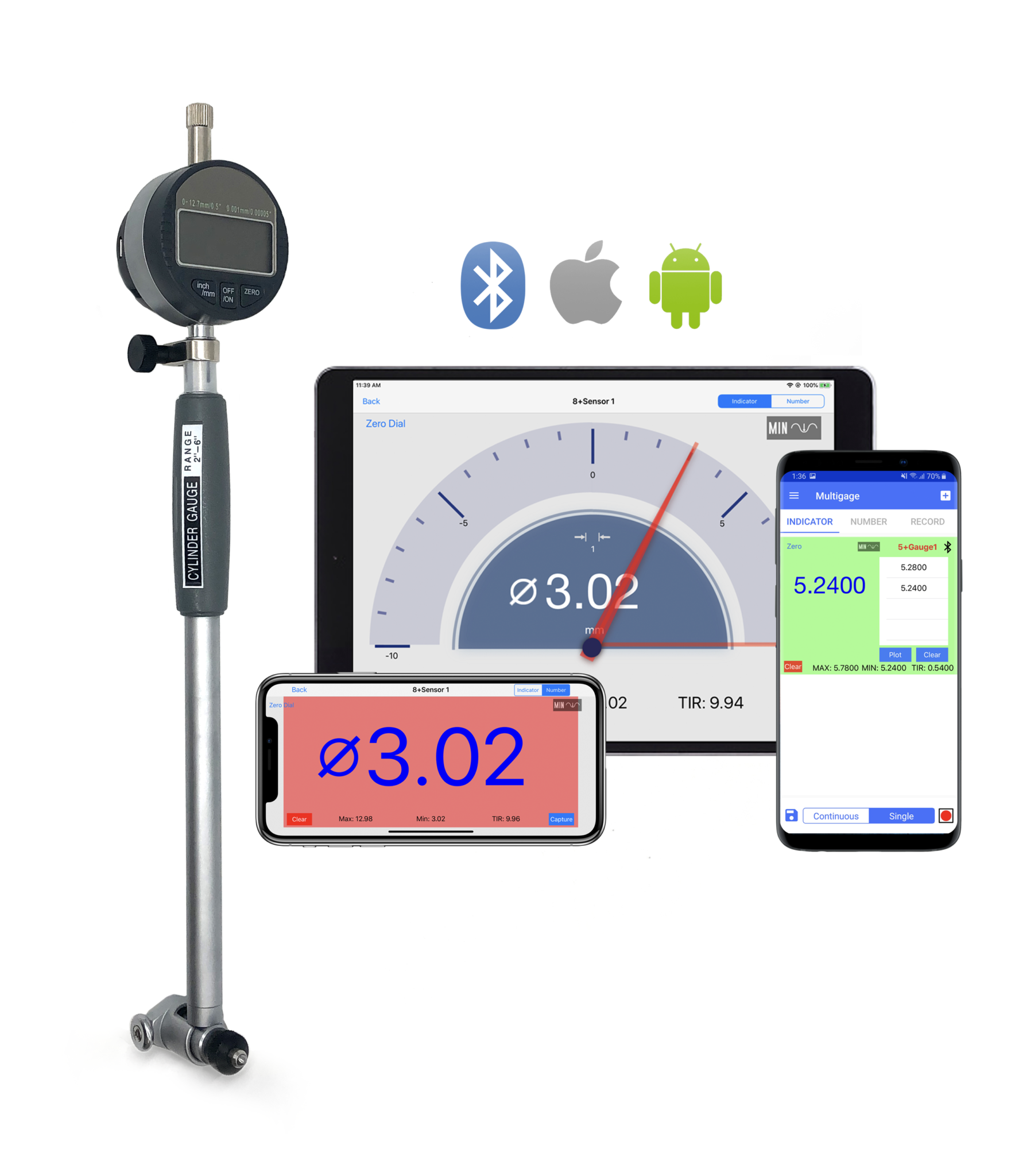 Wireless bore gauge set motionics llc