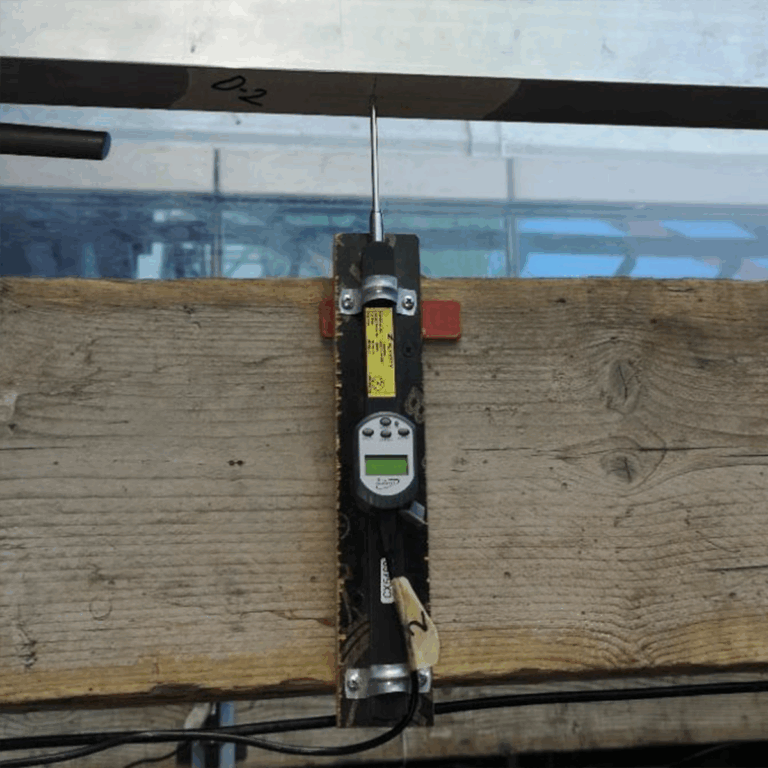 PileSense™ 4" BlueDial in action measuring mullion deflection