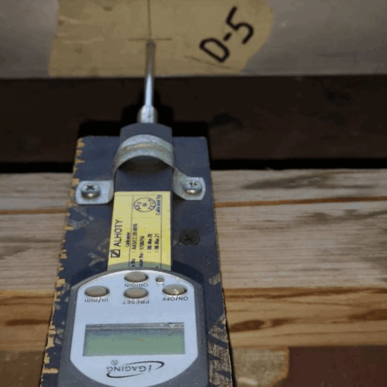 PileSense™ 4" BlueDial in action measuring mullion deflection