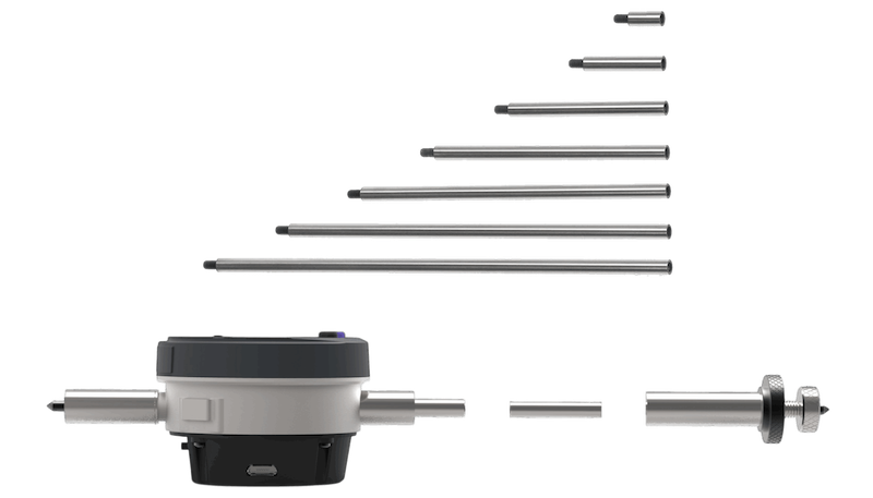 CrankSense gauge with full set of extension rods and mounting components for crankshaft deflection testing