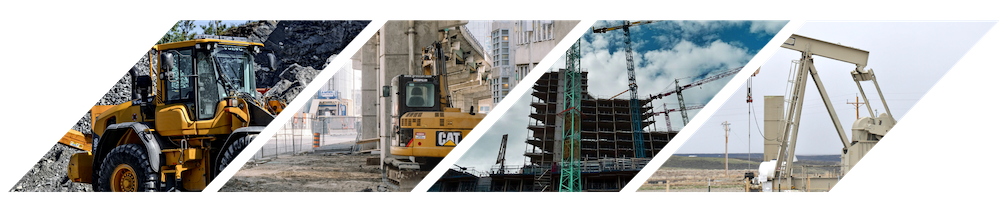 Collage showing heavy equipment and construction sites representing PileSense applications in civil, infrastructure, and energy sectors
