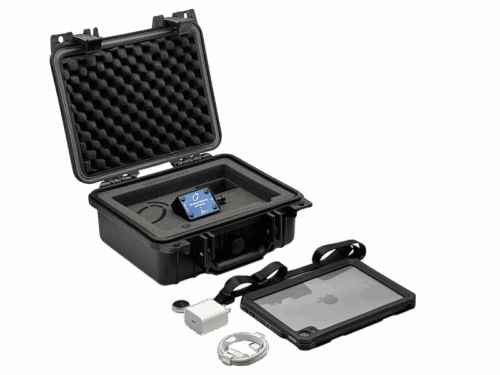 ShakerWatch vibration analysis kit with tri-axial sensor, iPad, charger, magnetic base, and protective case