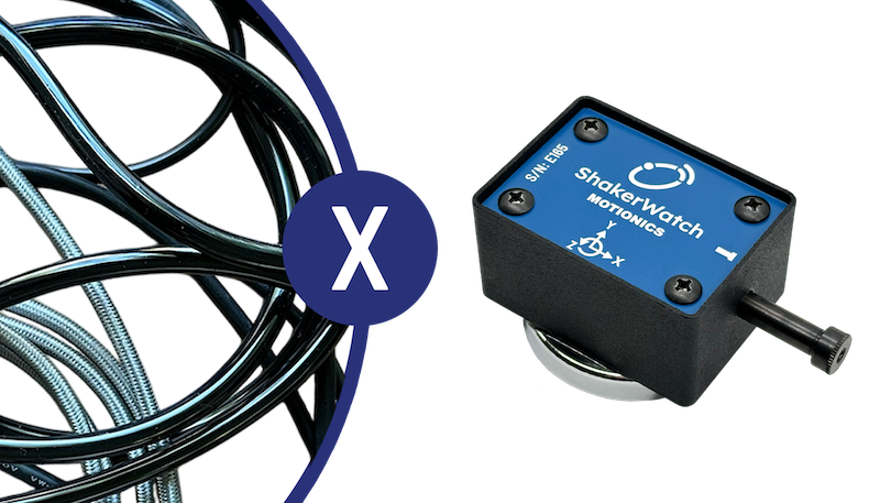 Wireless ShakerWatch sensor compared to cluttered wired vibration cables