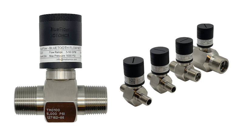 BlueFlow wireless Bluetooth flow meters by Motionics for accurate real-time flow rate measurement