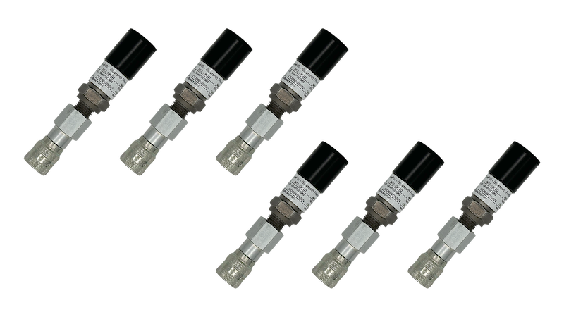 BluePSI wireless pressure sensors with female adapters for real-time wireless pressure monitoring by Motionics