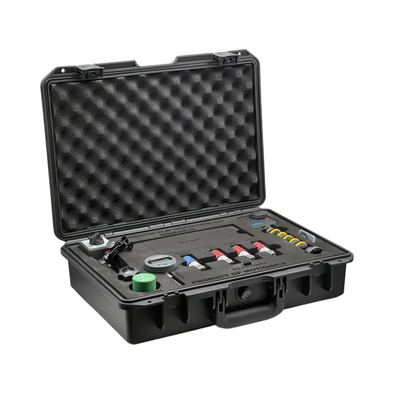 Wireless ELW Inspection Kit – This custom ELW Inspection Kit was designed for Komatsu for eliminating live work, improving safety, accuracy and efficiency. This kit includes 4x BluePSI Bluetooth Pressure Sensors, 1x BlueDial Bluetooth Digital Dial Indicator, 1x VibeSense Triaxial Accelerometer, 1x MagBase for BlueDial plus 1x GoPro with accessories. These tools are integrated into a protective carrying case with custom laser-cut foam and Komatsu company branding. #WirelessInspectionKit #WirelessMeasurement #CustomApplicationKit [Ref: 1203251229]