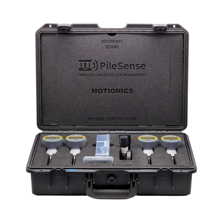 REF: 0428261204 | This PileSense wireless load deflection test kit (1/2) was designed for Keller and includes 4x BlueDial Bluetooth digital dial indicators, 1x BluePSI Bluetooth pressure sensor and 1x T-Adapter with 38 Coupling in a protective carrying case with custom laser-cut foam.
#PileSense #WirelessMeasurement #CustomApplicationKit