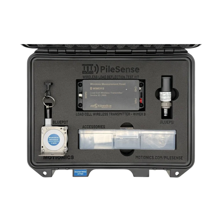 REF: 0415261142 | This custom PileSense wireless load deflection test kit includes and includes 1x BluePot Bluetooth string pot, 1x BluePSI Bluetooth pressure sensor and 1x WiMER9 wireless transmitter for load cells. Kit secured in a protective carrying case with custom laser-cut foam.
#PileSense #WirelessMeasurement #CustomApplicationKit