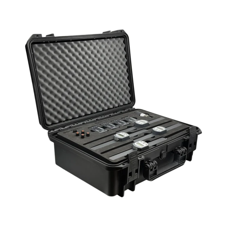 PileSense™: Wireless Load Deflection Test Kit – This PileSense™ Kit includes 4x BlueDialLT Bluetooth Digital Dial Indicators, 4x WiMER1 and 4x MagBases in a protective carrying case with custom laser-cut foam. #PileSense #WirelessMeasurement #CustomApplicationKit [Ref: 1106250238]