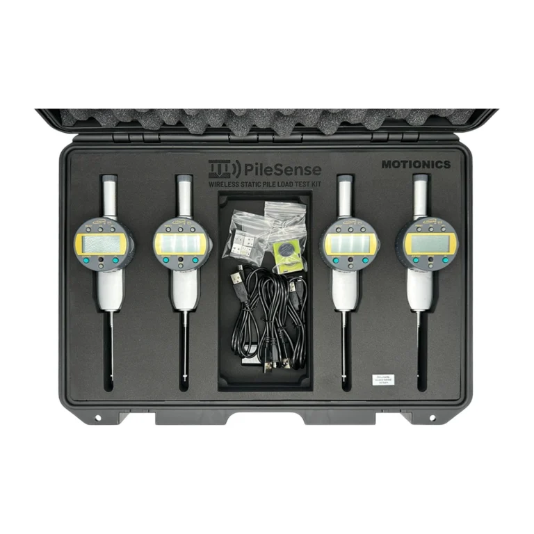 PileSense™ Wireless Load Deflection Test Kit – This PileSense kit includes 4x BlueDial Bluetooth Digital Dial Indicators in a protective carrying case with custom laser-cut foam. #PileSense #WirelessMeasurement #CustomApplicationKit [Ref: 1125251047]