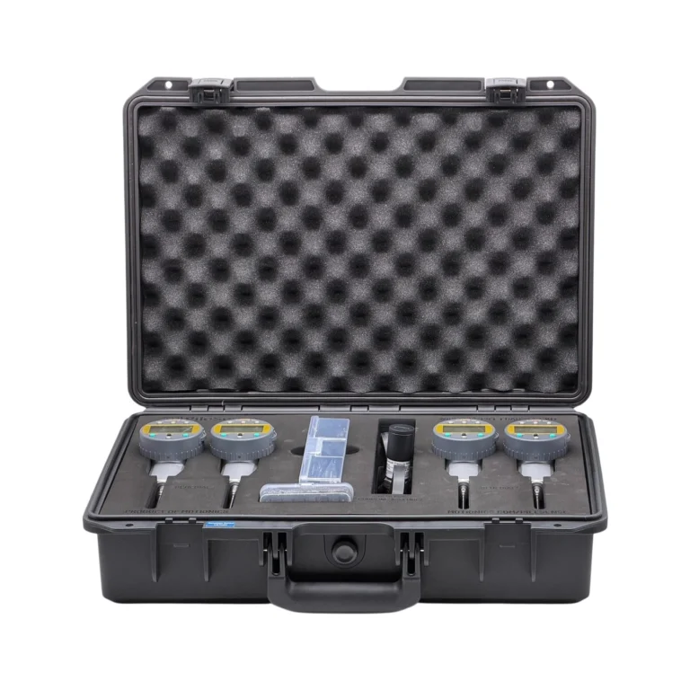 REF: 0424261137 | This custom PileSense wireless load deflection test kit includes 4x BlueDial 2" digital dial indicators, 1x BluePSI Bluetooth pressure sensor and 1x T-Adapter with 38 coupler set. Kit secured in a protective carrying case with custom laser-cut foam.
#PileSense #WirelessMeasurement #CustomApplicationKit