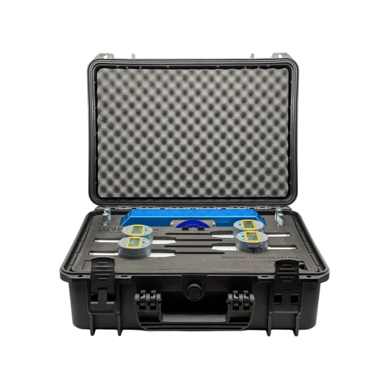 PileSense™: Wireless Load Deflection Test Kit – This PileSense™ Kit includes 4x BlueDial Bluetooth Digital Dial Indicators and 1x Tension Load Cell in a protective carrying case with custom laser-cut foam. #PileSense #WirelessMeasurement #CustomApplicationKit [Ref: 1030251054]