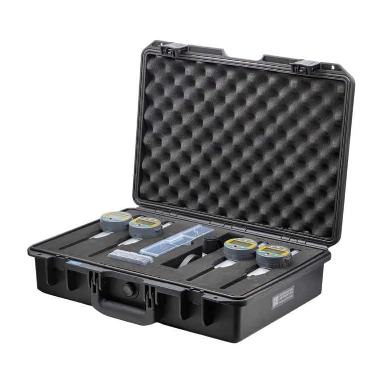 REF: 0424261137 | This custom PileSense wireless load deflection test kit includes 4x BlueDial 2" digital dial indicators, 1x BluePSI Bluetooth pressure sensor and 1x T-Adapter with 38 coupler set. Kit secured in a protective carrying case with custom laser-cut foam.
#PileSense #WirelessMeasurement #CustomApplicationKit