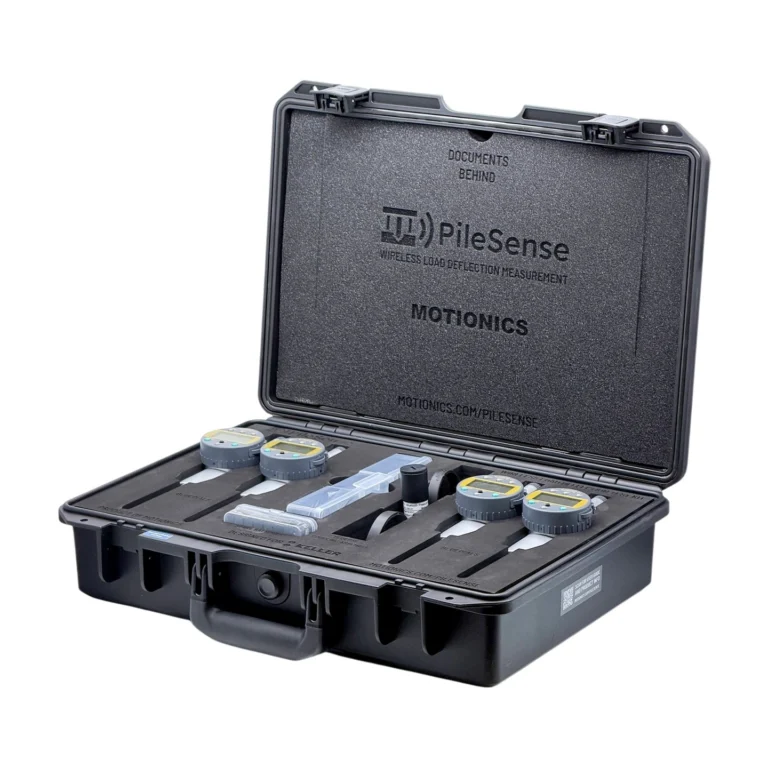 REF: 0428261204 | This PileSense wireless load deflection test kit (1/2) was designed for Keller and includes 4x BlueDial Bluetooth digital dial indicators, 1x BluePSI Bluetooth pressure sensor and 1x T-Adapter with 38 Coupling in a protective carrying case with custom laser-cut foam.
#PileSense #WirelessMeasurement #CustomApplicationKit