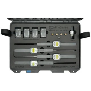 PileSense™: Wireless Load Deflection Test Kit – This PileSense™ Kit includes 4x BlueDial Bluetooth Digital Dial Indicators, 4x WiMER and 1x BluePSI Bluetooth Pressure Sensor an iPad plus accessories in a protective case with custom laser-cut foam. #PileSense #WirelessMeasurement #CustomApplicationKit [Ref: 1203250850]