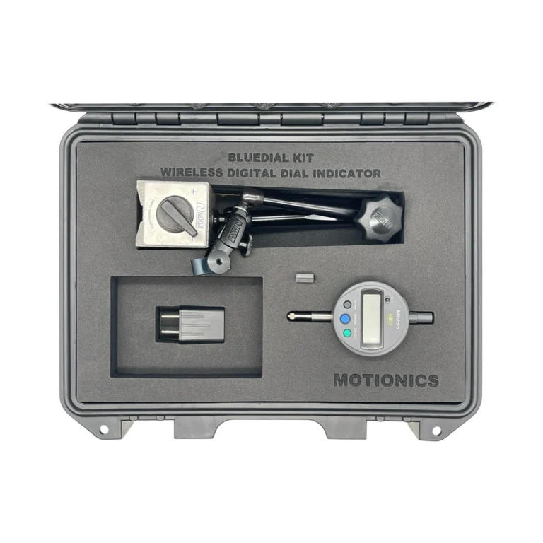 This BlueDial Kit includes 1x BlueDial Bluetooth Digital Dial Indicator and 1x MagBase in a protective carrying case with custom laser-cut foam. #BlueDial #WirelessMeasurement #CustomApplicationKit [Ref: 1125250225]