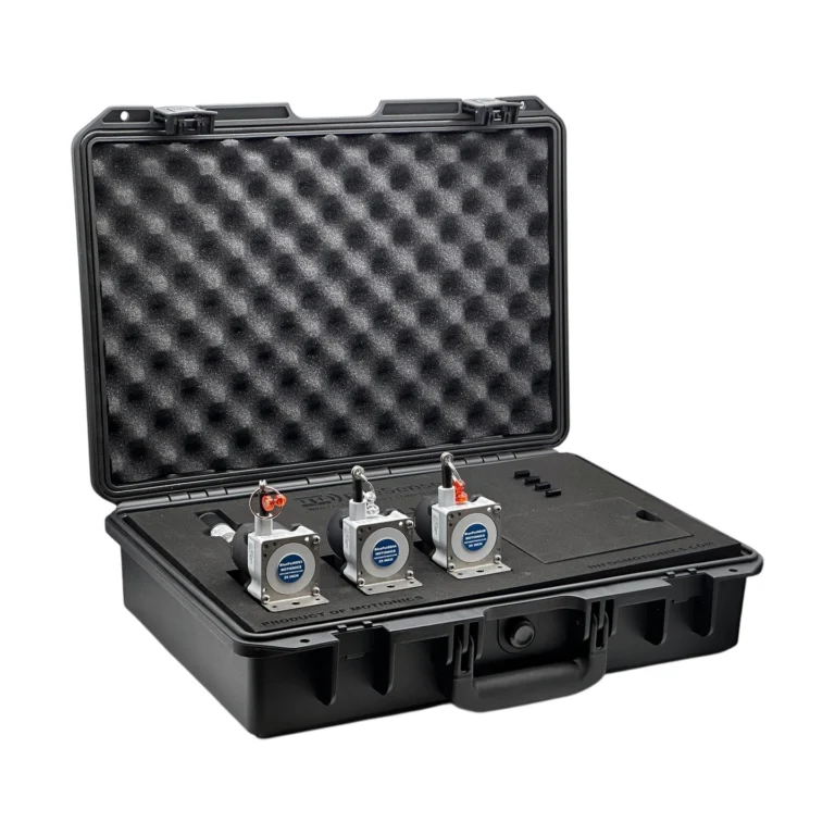 PileSense™: Wireless Load Deflection Test Kit – This PileSense™ Kit includes 3x BluePot Bluetooth String Pots and 1x BluePSI Bluetooth Pressure Sensor in custom laser-cut foam with Keller company branding. #PileSense #WirelessMeasurement #CustomApplicationKit [Ref: 1202251142]