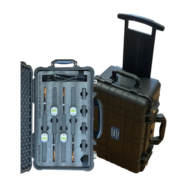 PileSense™ Wireless Load Deflection Test Kit – This Custom PileSense™ kit includes 4x BlueDial Bluetooth Digital Dial Indicators, 4x WiMER1 and 4x MagBases in a protective carrying case with laser-cut foam and roller wheels. #PileSense #WirelessMeasurement #CustomApplicationKit [Ref: 1125251052]