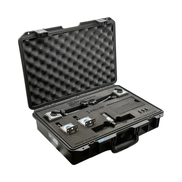 PileSense™: Wireless Load Deflection Test Kit – This PileSense™ Kit includes 2x BluePot Bluetooth String Pots, 2x MagBases and 1x BluePSI Bluetooth Pressure Sensor in custom laser-cut foam with Keller company branding. #PileSense #WirelessMeasurement #CustomApplicationKit [Ref: 1029250112]