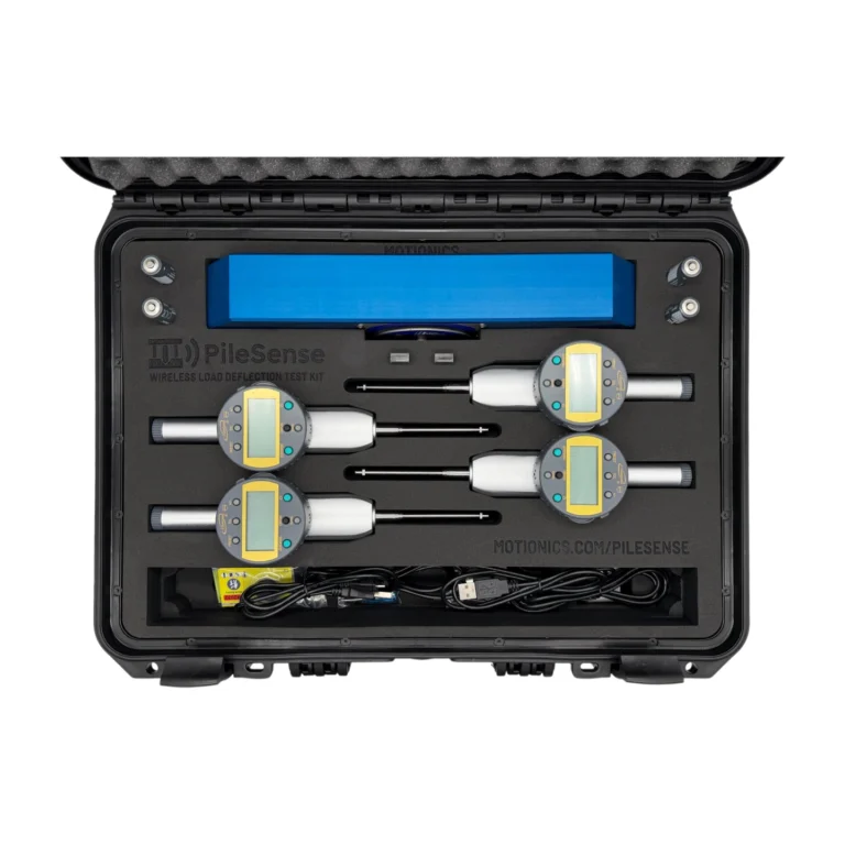 PileSense™: Wireless Load Deflection Test Kit – This PileSense™ Kit includes 4x BlueDial Bluetooth Digital Dial Indicators and 1x Tension Load Cell in a protective carrying case with custom laser-cut foam. #PileSense #WirelessMeasurement #CustomApplicationKit [Ref: 1030251054]