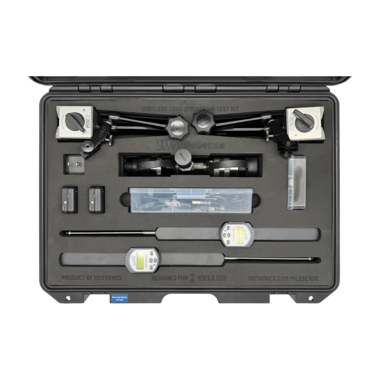 REF: 0428261205 | This PileSense wireless load deflection test kit (1/1) was designed for Keller and includes 2x BlueDial Bluetooth digital dial indicators, 2x MagBase magnetic bases, 1x BluePSI Bluetooth pressure sensor and 1x T-Adapter with 38 Coupling in a protective carrying case with custom laser-cut foam.
#PileSense #WirelessMeasurement #CustomApplicationKit