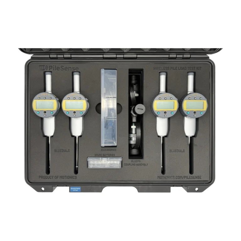 REF: 0424261137 | This custom PileSense wireless load deflection test kit includes 4x BlueDial 2" digital dial indicators, 1x BluePSI Bluetooth pressure sensor and 1x T-Adapter with 38 coupler set. Kit secured in a protective carrying case with custom laser-cut foam.
#PileSense #WirelessMeasurement #CustomApplicationKit