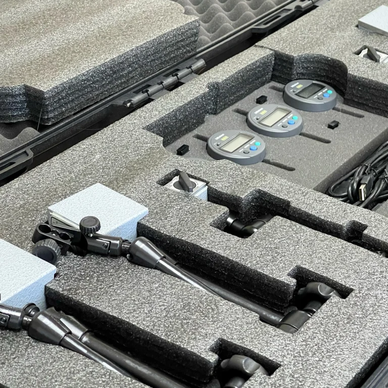 This BlueDial Kit includes 4x BlueDial Bluetooth Digital Dial Indicators and 6x Magbases in a large Plano protective carrying case with custom laser-cut foam. #BlueDial #WirelessMeasurement #CustomApplicationKit [Ref: 1125250243]