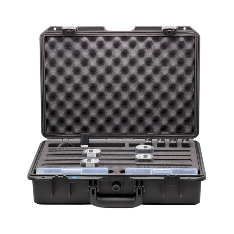 REF: 0424261100 | This custom PileSense wireless load deflection test kit includes 4x BlueDial 4" digital dial indicators, 4x WiMER wireless transmitters, 1x BluePSI Bluetooth pressure sensor and T-Adapter with 38 coupler set. Kit secured in a protective carrying case with custom laser-cut foam.
#PileSense #WirelessMeasurement #CustomApplicationKit