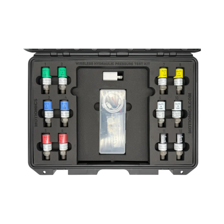 Wireless Hydraulic Pressure Test Kit: This ready-to-deploy custom kit includes 12x BluePSI 10K Bluetooth Pressure Sensors and an iPad with protective case. #WirelessInspectionKit #WirelessMeasurement #CustomApplicationKit [Ref: 1104250926]