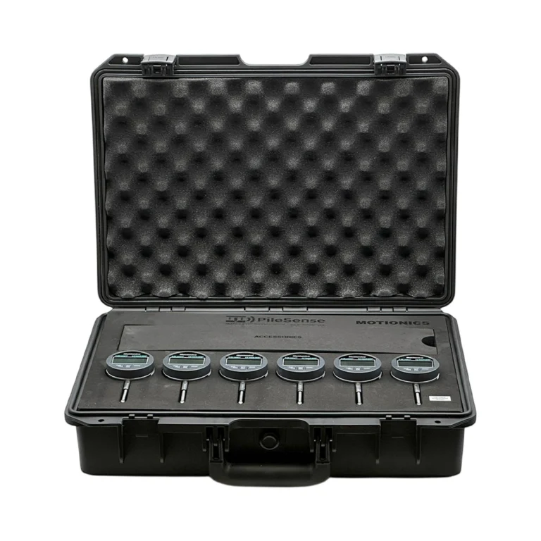 PileSense™ Wireless Load Deflection Test Kit – This PileSense™ kit includes 6x BlueDial Bluetooth Digital Dial Indicators and accessories. #PileSense #WirelessMeasurement #CustomApplicationKit [Ref: 1125251036]