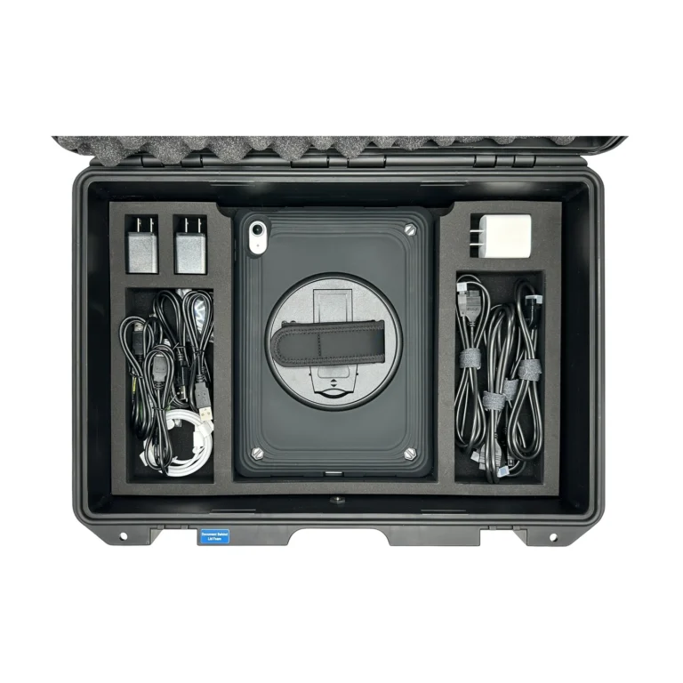 PileSense™: Wireless Load Deflection Test Kit – This PileSense™ Kit includes 4x BlueDial Bluetooth Digital Dial Indicators, 4x WiMER and 1x BluePSI Bluetooth Pressure Sensor an iPad plus accessories in a protective case with custom laser-cut foam. #PileSense #WirelessMeasurement #CustomApplicationKit [Ref: 1203250850]