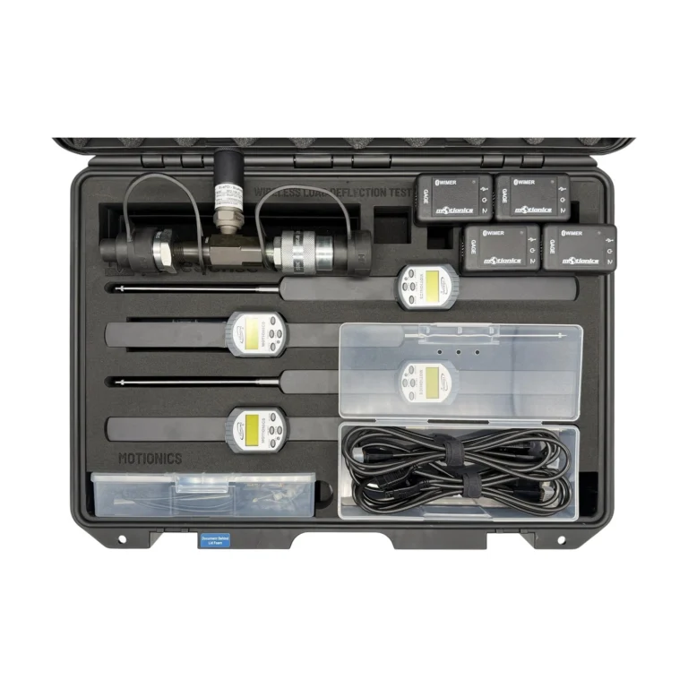 REF: 0424261100 | This custom PileSense wireless load deflection test kit includes 4x BlueDial 4" digital dial indicators, 4x WiMER wireless transmitters, 1x BluePSI Bluetooth pressure sensor and T-Adapter with 38 coupler set. Kit secured in a protective carrying case with custom laser-cut foam.
#PileSense #WirelessMeasurement #CustomApplicationKit