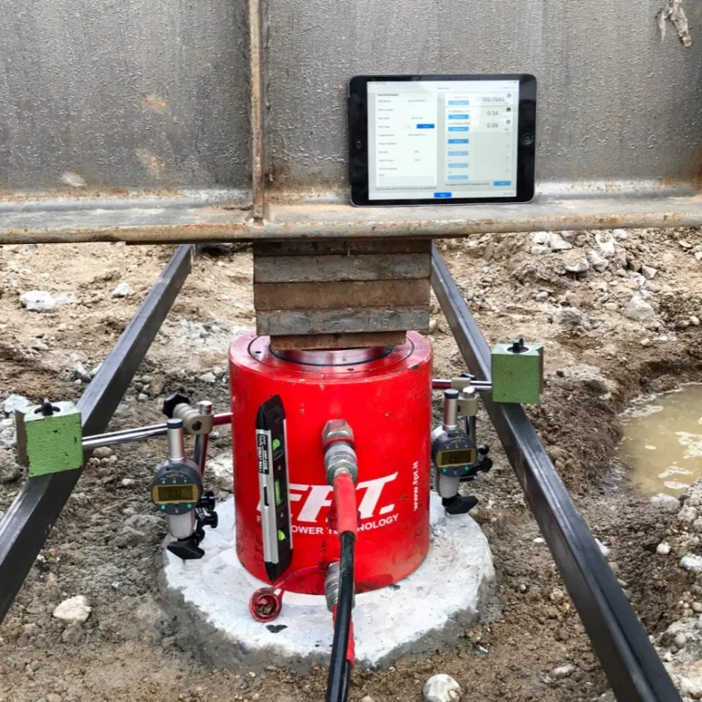 PileSense™: Wireless Static Pile Load Test Kit – PileSense™ is a fully wireless, modular, and customizable solution for performing static pile load tests with more precision and accuracy. The kit includes Bluetooth sensors that connect to our software, enabling real-time wireless monitoring and recording of pile load tests.

Configure your setup by choosing from a selection of wireless gauges and devices, including BlueDial Bluetooth dial indicators, BluePSI pressure sensors, and Bluetooth load gauges.

All PileSense™ sensors sync seamlessly with our easy-to-use PileSense iPad app or MultiGage PC software, delivering synchronized real-time data updates for more accurate analysis.

The PileSense™ system supports multiple dial indicators (up to 6 on iPad, and even more on Windows), making it scalable for anything from small-scale testing to large, multi-point measurements. For remote monitoring, our optional MultiGage Cloud platform allows you to view and share live test data from anywhere in the world. #PileSense #InTheField [Ref: 1026251237]