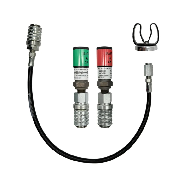 Wireless Hydraulic Pressure Test Kit – This kit includes 2x BluePSI, an EZ Coupling Adapter and magnetic holder in a protective carrying case with laser-cut foam. #WirelessHydraulicTestKit #WirelessMeasurement #CustomApplicationKit [Ref: 1119250206]
