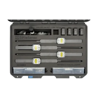 REF: 0424261100 | This custom PileSense wireless load deflection test kit includes 4x BlueDial 4" digital dial indicators, 4x WiMER wireless transmitters, 1x BluePSI Bluetooth pressure sensor and T-Adapter with 38 coupler set. Kit secured in a protective carrying case with custom laser-cut foam.
#PileSense #WirelessMeasurement #CustomApplicationKit