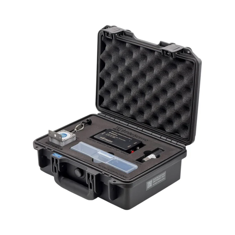 REF: 0415261142 | This custom PileSense wireless load deflection test kit includes and includes 1x BluePot Bluetooth string pot, 1x BluePSI Bluetooth pressure sensor and 1x WiMER9 wireless transmitter for load cells. Kit secured in a protective carrying case with custom laser-cut foam.
#PileSense #WirelessMeasurement #CustomApplicationKit