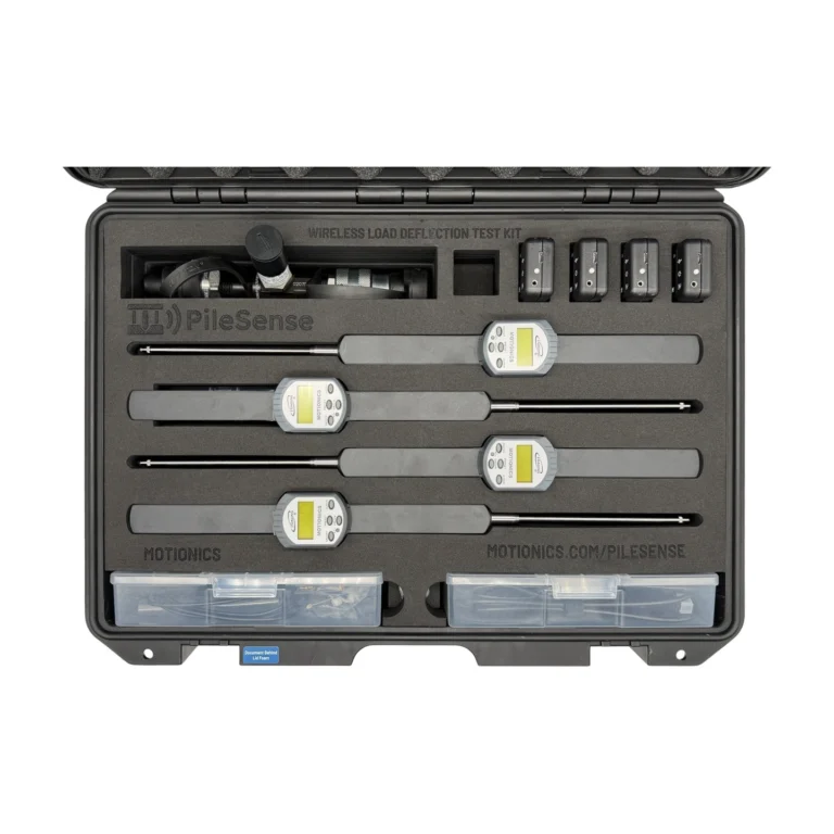 REF: 0424261100 | This custom PileSense wireless load deflection test kit includes 4x BlueDial 4" digital dial indicators, 4x WiMER wireless transmitters, 1x BluePSI Bluetooth pressure sensor and T-Adapter with 38 coupler set. Kit secured in a protective carrying case with custom laser-cut foam.
#PileSense #WirelessMeasurement #CustomApplicationKit