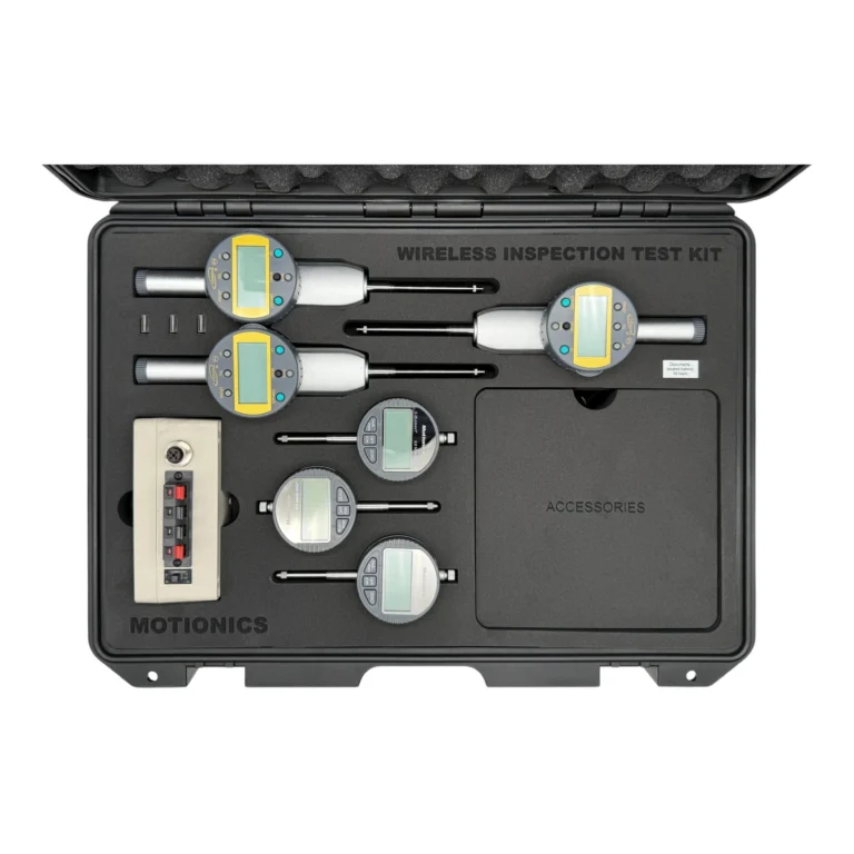 Wireless Inspection Test Kit – This Wireless Inspection Test Kit includes 6x BlueDial Bluetooth Digital Dial Indicators and 1x WiMER10 Wireless Transmitter for Analog Gauges in a protective carrying case with custom laser-cut foam. #WirelessInspectionKit #WirelessMeasurement #CustomApplicationKit [Ref: 1106250505]