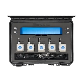 PileSense™: Wireless Load Deflection Test Kit – This PileSense™ Kit includes 5x BluePot Bluetooth String Pots and 1x Tension Load Cell in a protective carrying case with custom laser-cut foam. #PileSense #WirelessMeasurement #CustomApplicationKit [Ref: 1030251203]
